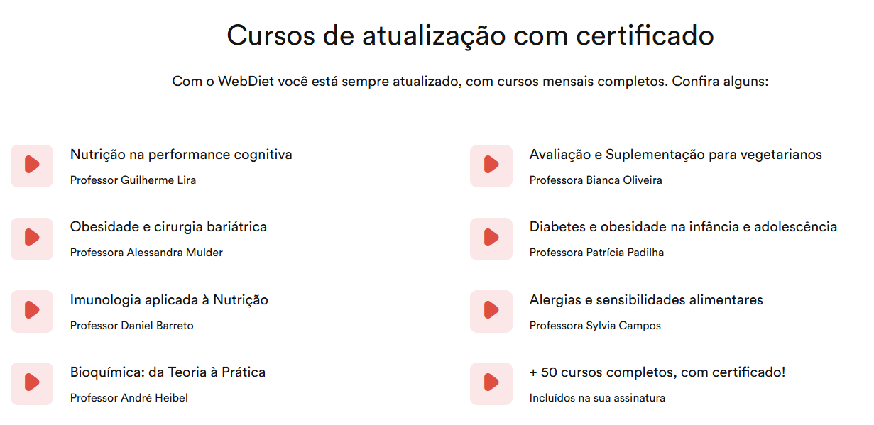 Cursos e Certificação WebDiet